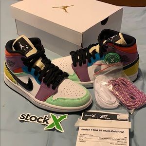 Jordan 1 Mid SE Multi- Color, size 7W
